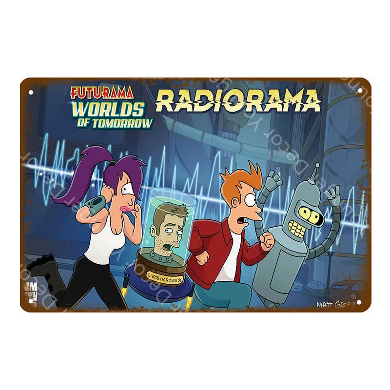 Американский комикс ТВ серия Futurama металлические вывески настенные стикеры декор комнаты винтажная живопись декоративная табличка Ретро мультфильм плакат