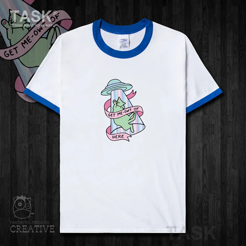 

Men T shirt animal createive space cat funny print cotton o-neck Hipster tops short sleeve clothes Streetwear male Tees 04 0003