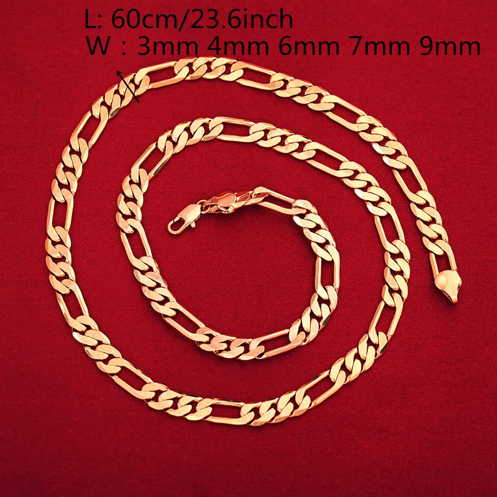 Ожерелье из 24 каратного золота ювелирные изделия Мужская цепь Figaro маленького и