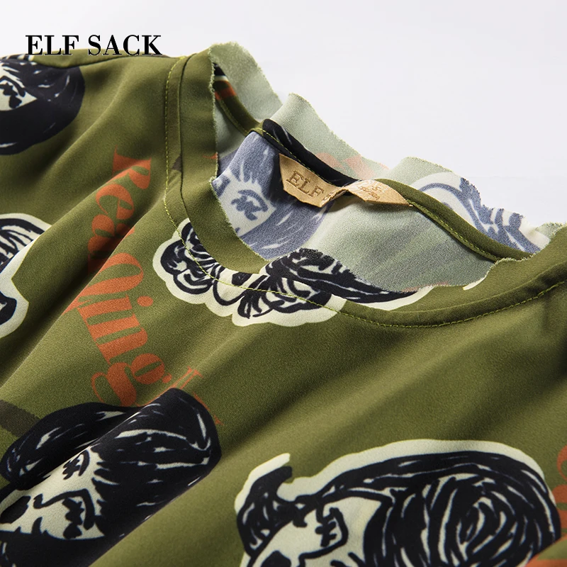 Женское асимметричное платье ELFSACK белое цельнокроеное с рукавами фонариками и