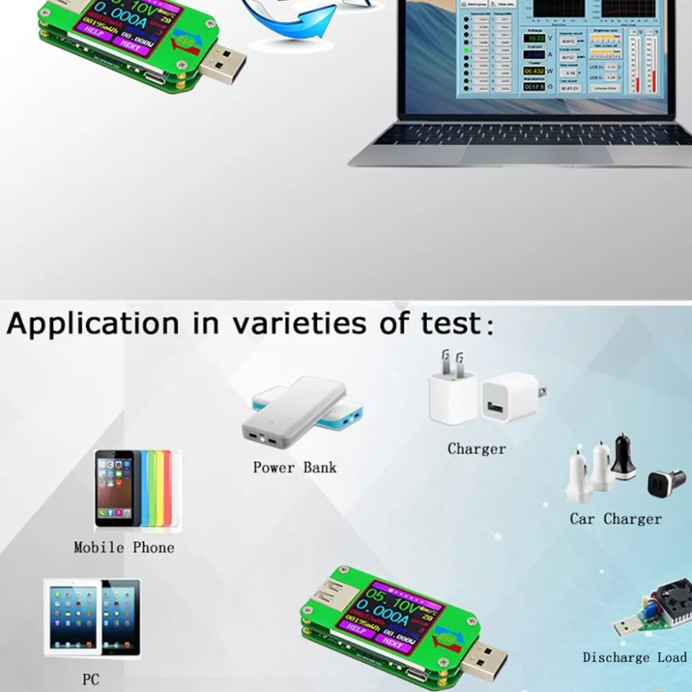 Вольтметр Амперметр UM24 UM24C GreenColor для приложения USB 2 0 ЖК дисплей измеритель