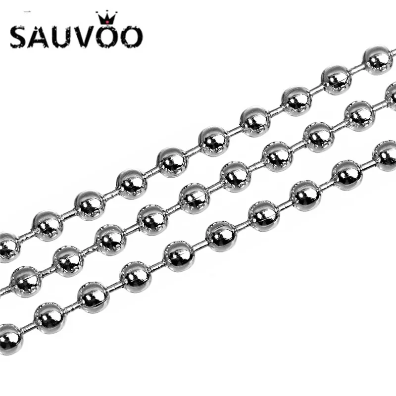 SAUVOO 10 ярдов/лот из натуральной Золотой нержавеющей стали 1,5 2 2,4 3,2 мм круглый шар бисерная цепь ручной работы для DIY аксессуары для ювелирных изделий