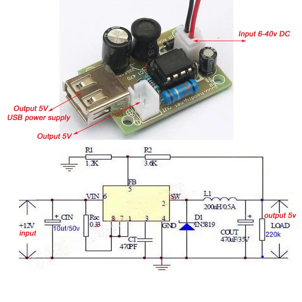 DC-DC 6V/12V/24V to 5V USB 1.5A Step Down модуль для ограничения напряжения и мощности