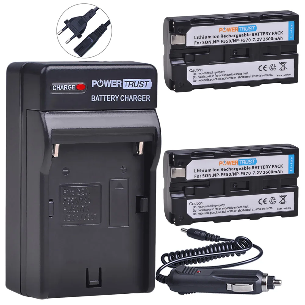 2X NP-F550 NP-F570 2600mAh Li-ion Battery and Charger kit for Sony F550 F570 NP-F330 NP-F530 NP-F730 NP-F750 Hi-8 Camera | Электроника