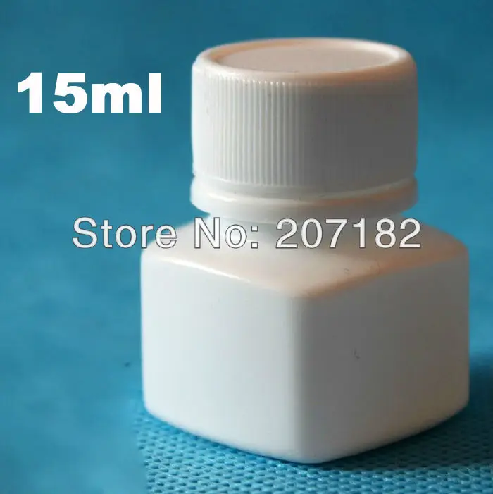 (300 шт./лот) 15 мл/15 г Белая Квадратная бутылка HDPE для таблеток из алюминиевой