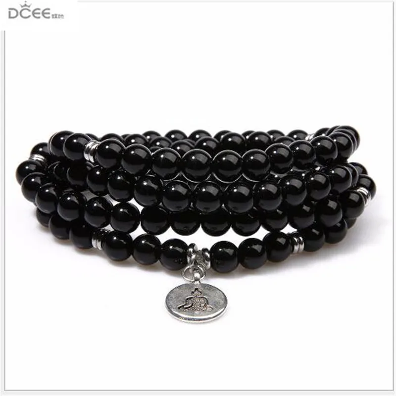 Popular High Quality 108 8mm Natural Amazon Stone Beads Mala Beaded Bracelet Yoga Necklace Lotus Pendant. | Украшения и