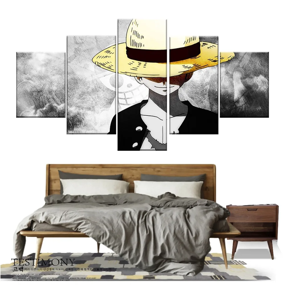 

5 Piece HD Wall Art Anime Poster Picture One Piece Monkey D. Luffy Poster Wall Painting for Home Decor