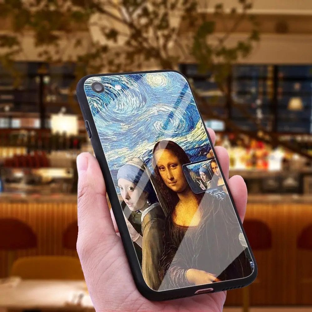 WEBBEDEPP Mona Lisa Van Gogh чехол из закаленного стекла для телефона Apple iPhone Xr Xs Max X или 10 8 7 6 6S