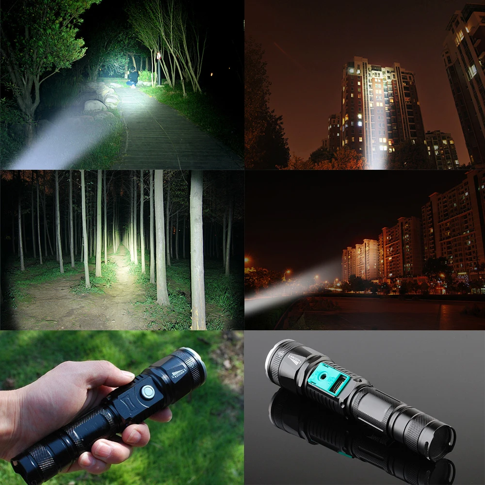 

Powerful LED Flashlight Outdoor 5 lighting modes LED Torch Zoomable waterproof lamp by 18650 battery Used for camping, etc.