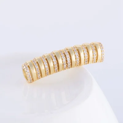 gold Высокое качество Медь инкрустированные AAA Циркон Длинные изогнутые трубки бусины для самостоятельного изготовления ювелирных изделий натуральный камень бисерные браслеты аксессуары - Цвет: gold