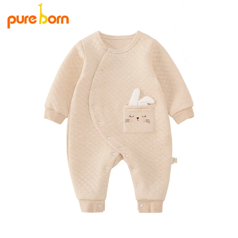 Pureborn/комбинезон для новорожденных одежда маленьких девочек с милым мультяшным