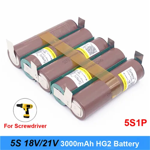 5S1P-HG2-Batterypack Turmera Батарея пакет 18650 hg2 3000 мА/ч, 20 Ампер в течение 18v отвертка Батарея сварки полоски для пайки 5S 18v Батарея пакет(на заказ - Цвет: 5S1P-HG2-Batterypack