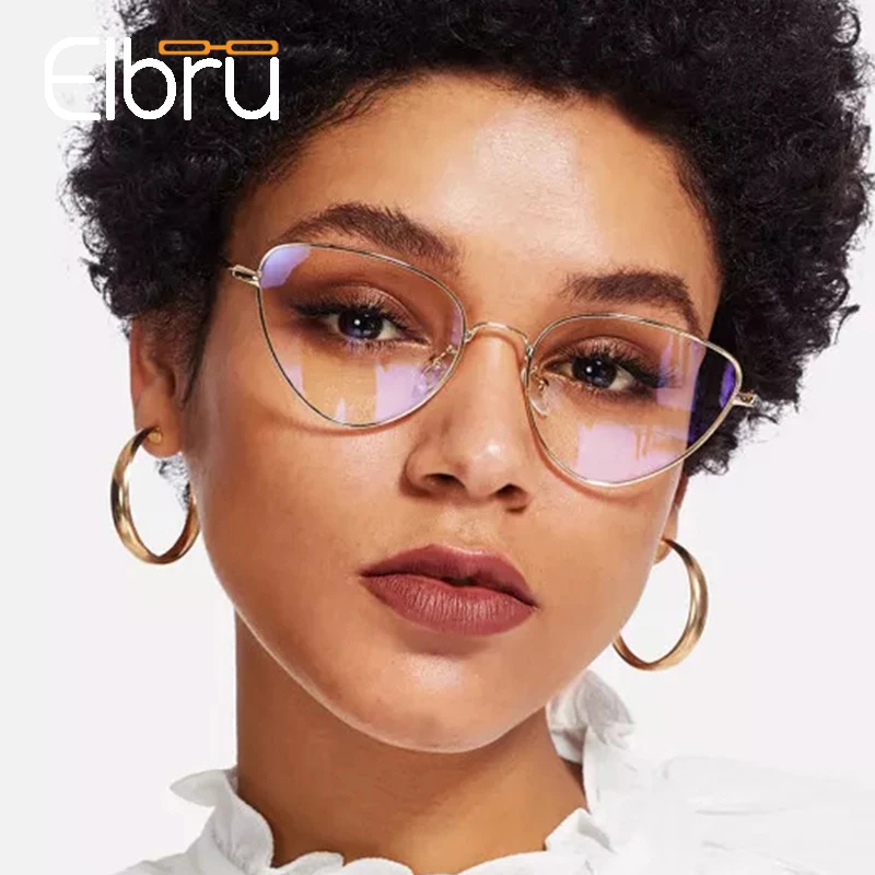 Elbru оправа для очков кошачий глаз с прозрачными линзами Женская винтажная из