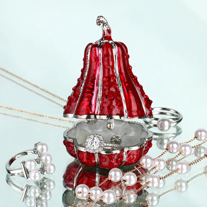 H & D красные коробки для кольца в виде тыквы подарочные свадебные украшения