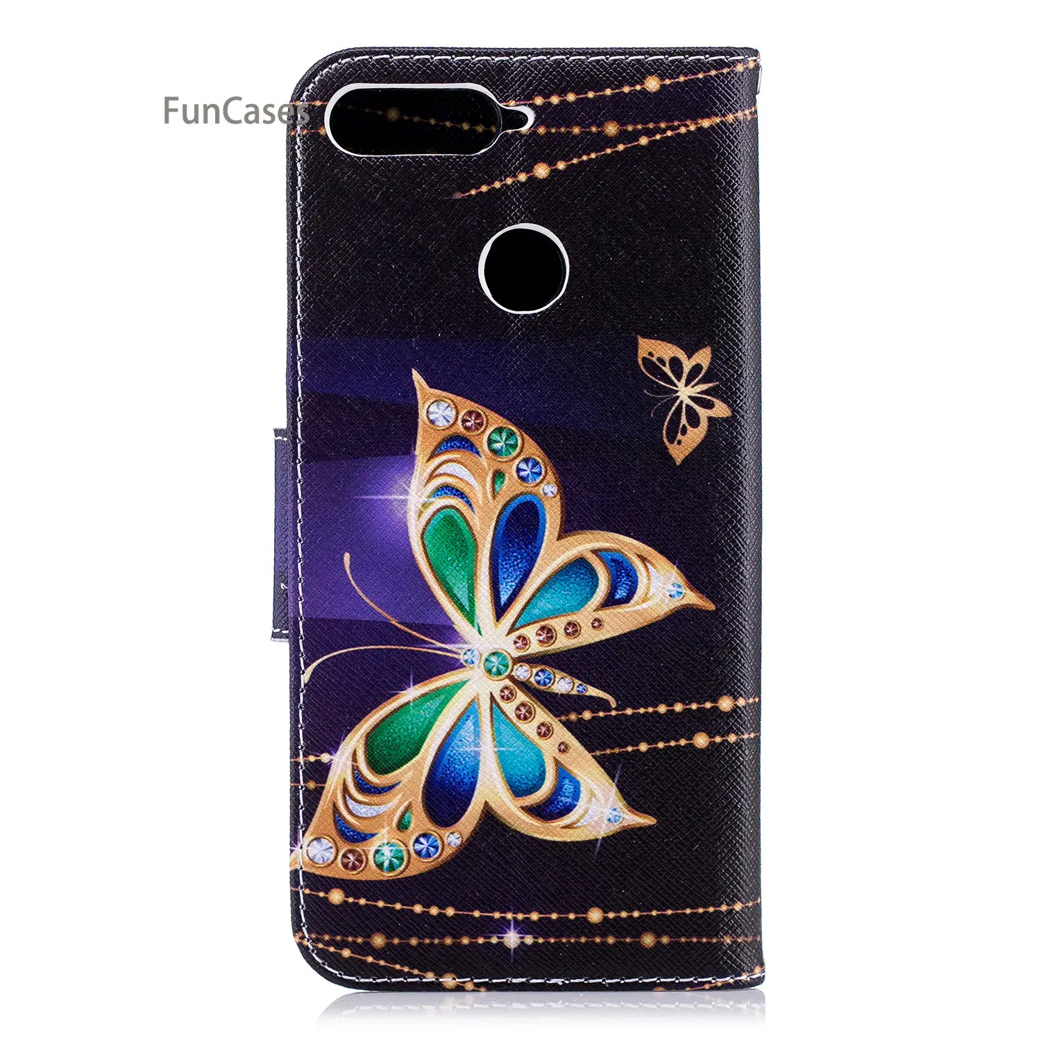 Чехол для телефона с золотой бабочкой откидной huawei Honor 7A кронштейн сумка