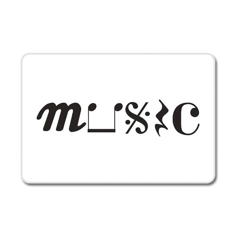Коврик для мыши с надписью I Love Music Symbol черно белое сердце стильный дизайн