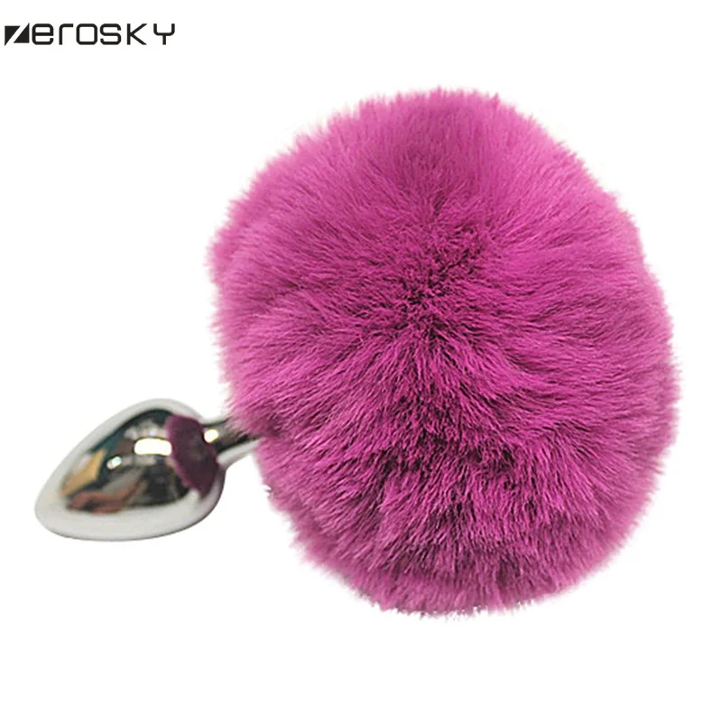 Анальная пробка с кроличьим хвостом металлическая интимные игрушки для женщин