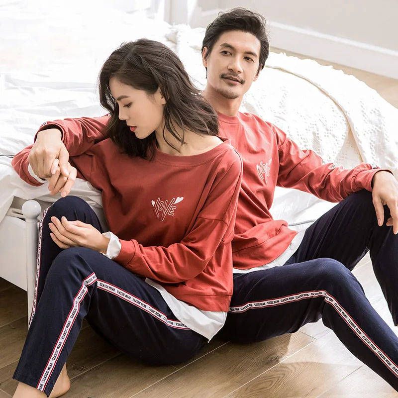 CherLemon пары Весна 100% хлопок Loungewear мода Ложные два предмета пуловер с длинными