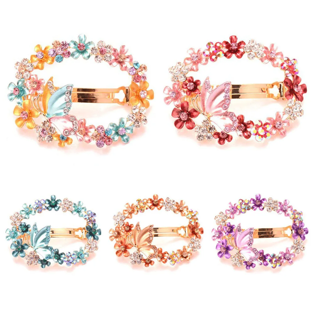 Полая заколка для волос с цветами 1 шт. украшенная кристаллами стразы