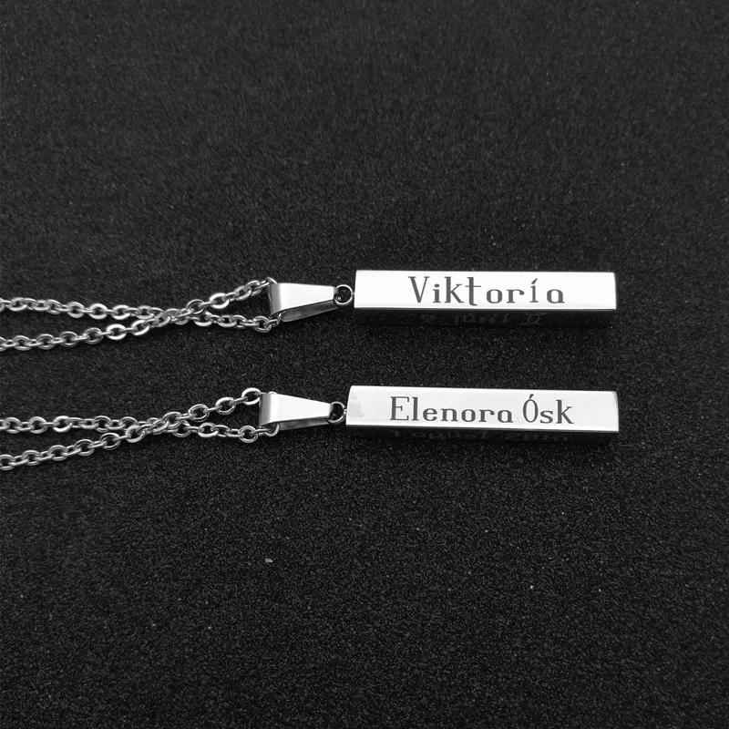 

Silver Gold Color Personalized Custom Engrave Name Stainless Steel Solid Bar Charm - Custom Made with Any Name Dropshipping