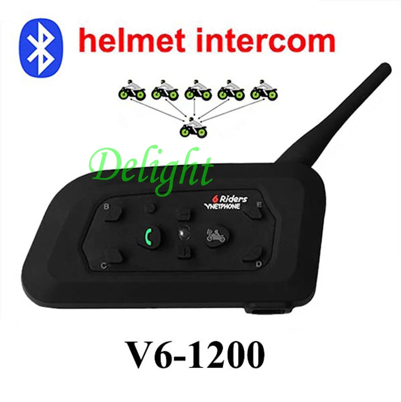 2 шт. V6 1200 м Мотоциклетный Bluetooth Шлем Интерком для 6 всадников BT беспроводные