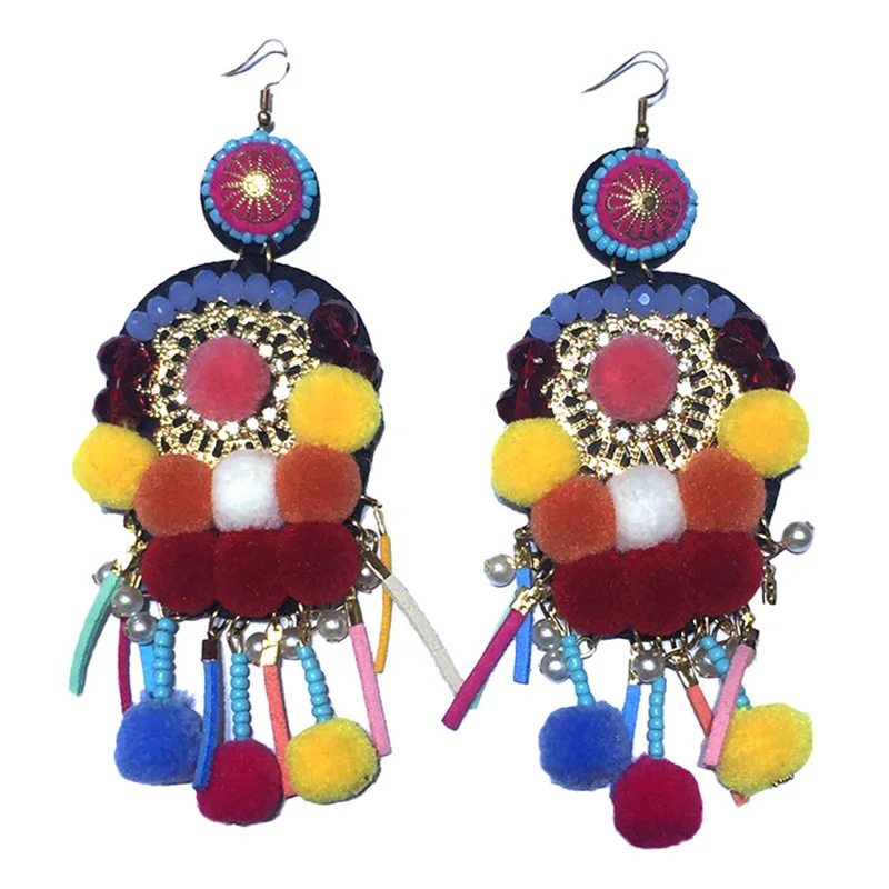 Женские серьги ручной работы ISINYEE этнические с помпонами и кисточками ювелирные