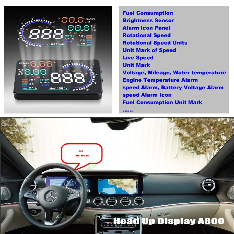 Car HUD Head Up Display For Mercedes Benz E W211/W212 E280/E300/E320/E350 Projector Screen Safe Driving Refkecting Windshield