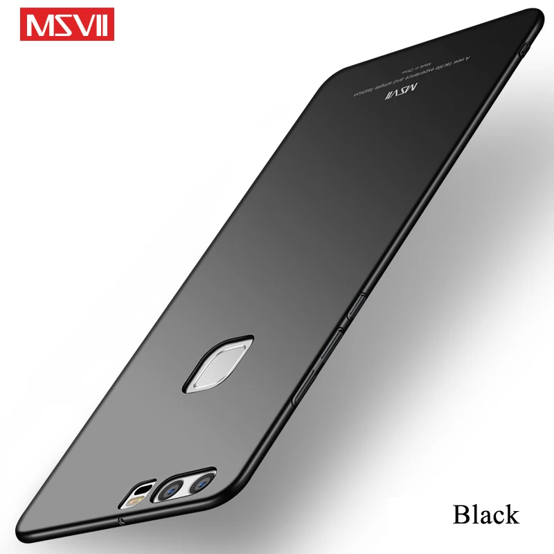 Для huawei P9 Lite чехол MSVII тонкий матовый чехол для huawei P9 Plus чехол P9 автомобильный держатель Чехол huawei P9 Plus Lite чехол s - Цвет: Black