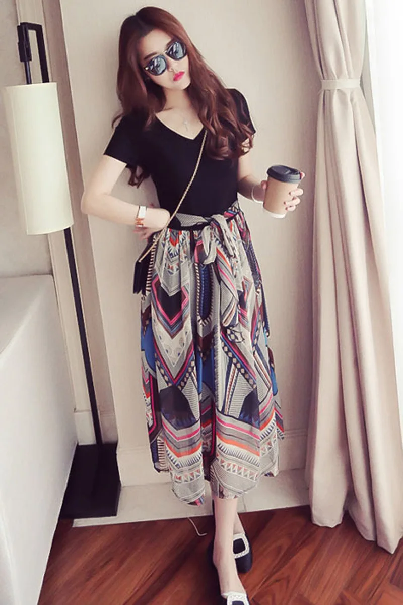 Женское сексуальное платье с v образным вырезом и принтом Boho Maxi праздничные