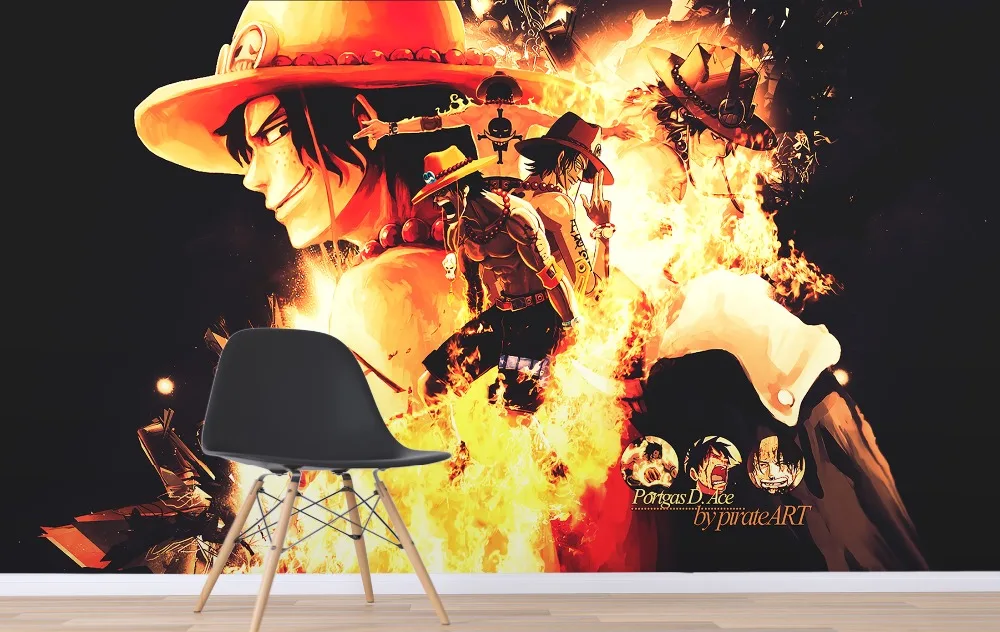 

Наклейки 3D One Piece Fire Fist Ace 93, японское аниме, настенные наклейки