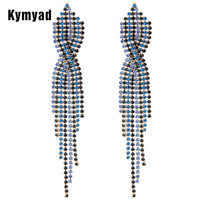 Kymyad Brincos серьги гвоздики с кристаллами для женщин Bijoux золотого цвета длинные