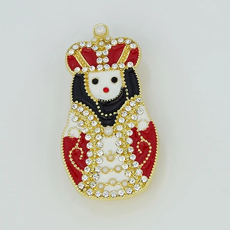B5003C1CrownPendant WXJCAN 2 стиля имитация жемчуга и стразы ААА русские броши "Кукла" для женщин русские куклы эмалированная брошь подарки B5003 - Окраска металла: B5003C1CrownPendant