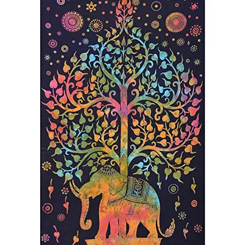 Слон Дерево жизни настенный висячий психоделический гобелен бросок индийские
