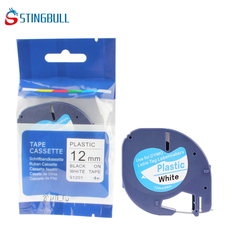 

Ленты для принтера этикеток Letratag 91201, ширина 12 мм * длина 4 м, черные на белых лентах Dymo для принтеров серии Dymo Letratag