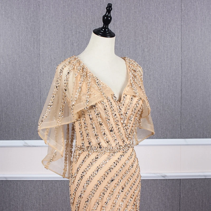 JANCEMBER vestido de noche fiesta Кристалл узор v-образным вырезом Иллюзия Русалка приталенный