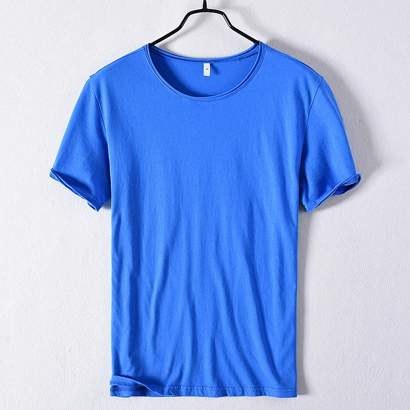 Мужская Однотонная футболка повседневная хлопковая брендовая Классическая