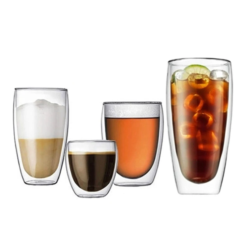 

2018 Creative Denmark Bodum Double Wall Glass Xicaras Coffee Pu'er Tea Cups Juice Mug Milk Cocktail Wine Glasses Copas Wholesale