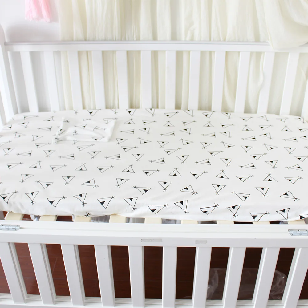 Детскую кроватку простынь натуральный хлопок милый рисунок кроватку постельное белье для новорожденных малышей Мягкий защитный чехол для матраса два Размеры