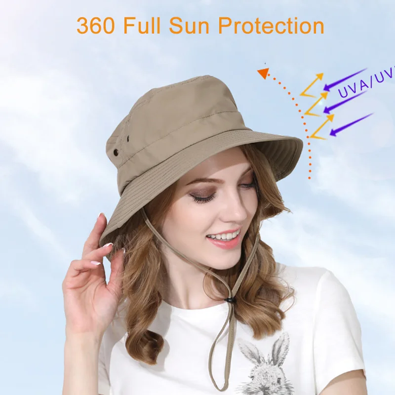 

UPF50+ Lightweight Outdoor Hat Women Summer Quick Dry Fisherman Sun Hat Men Foldable Climbing UV Protection Bucket 56-60cm