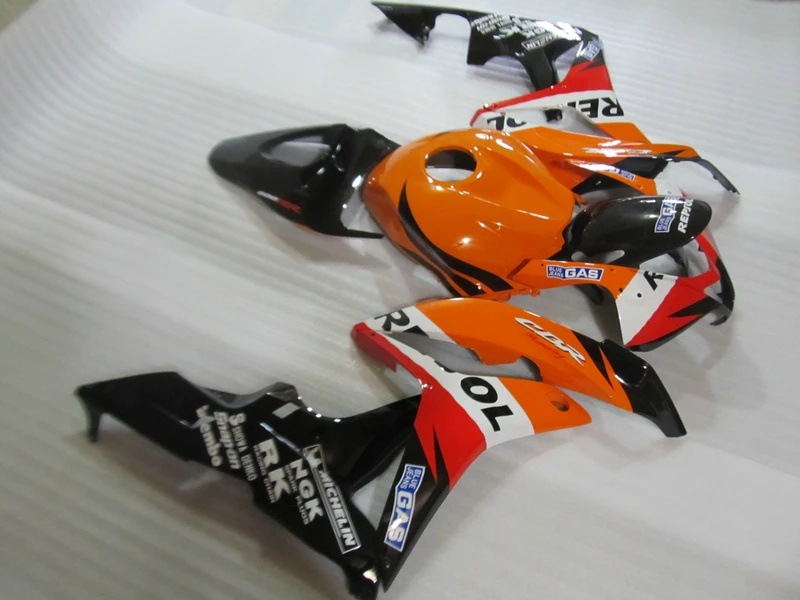 Литье под давлением 100% новый комплект обтекателей для Honda CBR600RR 07 08 оранжевый