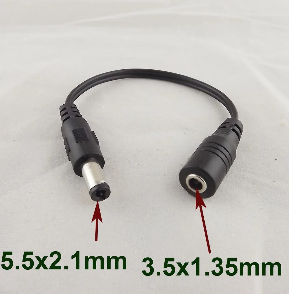 

2pcs 5.5x2.1mm Male to 3.5x1.35mm Female CCTV DC Power Plug Jack Converter Cable 15cm