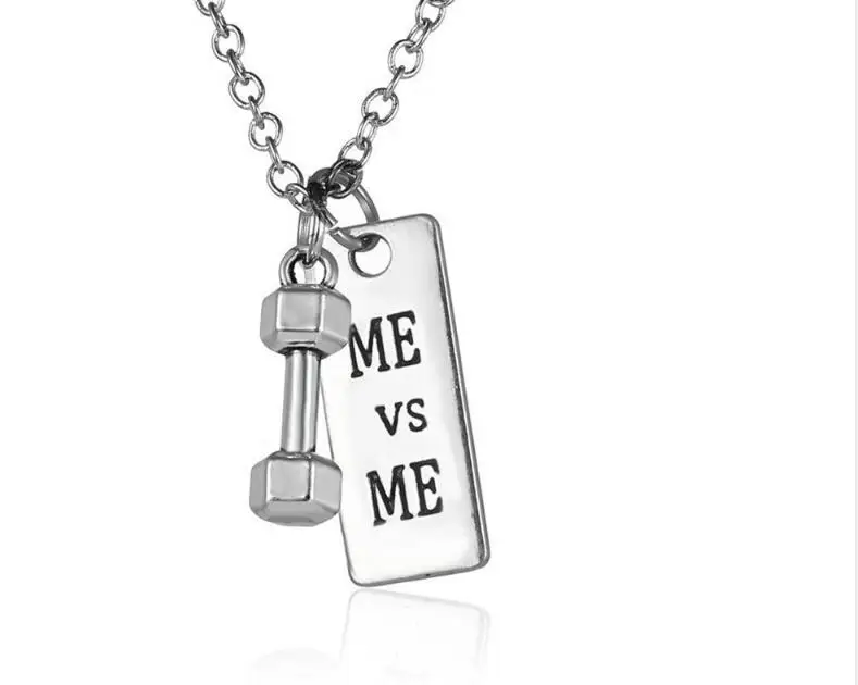 Fitness Gym Jewelry Pendant Lover Friend Bodybuilding Bar Dumbbell Kettlebell Collier Necklace Sports Men Women Necklaces 001 | Украшения и