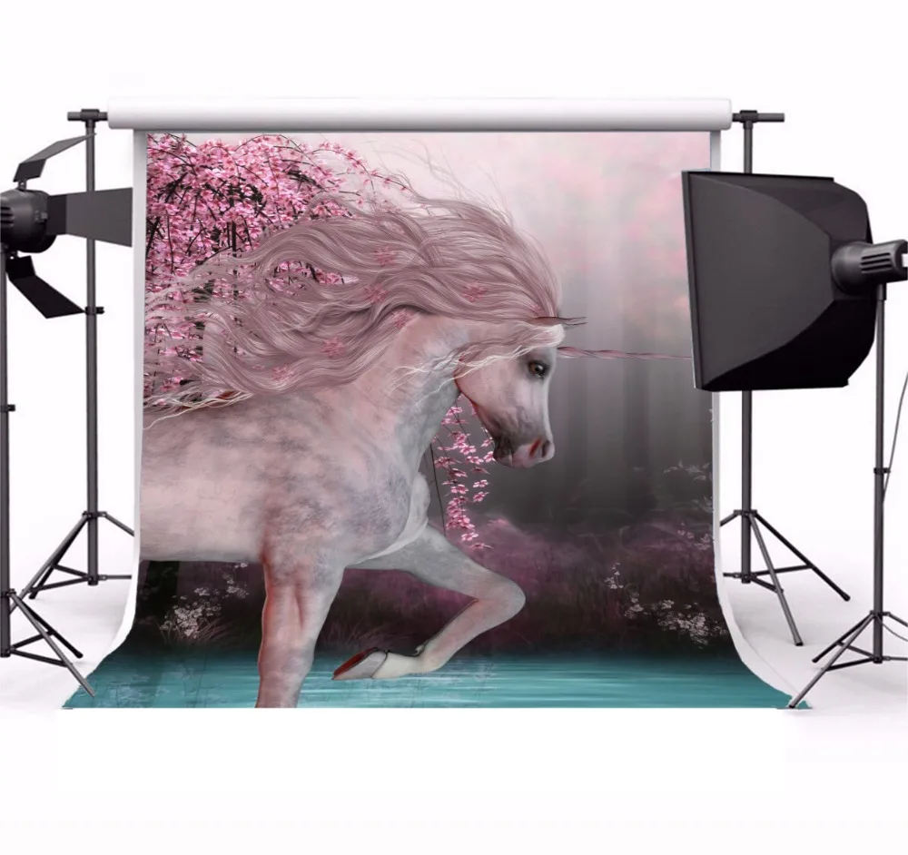 Виниловые фотообои Laeacco Wonderland для фотостудии с изображением единорога Пегаса