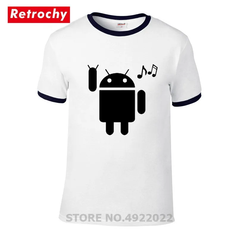 Забавная футболка в стиле хип-хоп с изображением музыки и Android для мужчин 100%