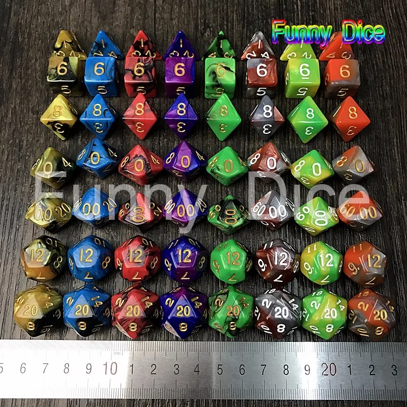 7 шт. 2-х цветный набор Игральный костей покер D& d многогранные кубики Семья игры