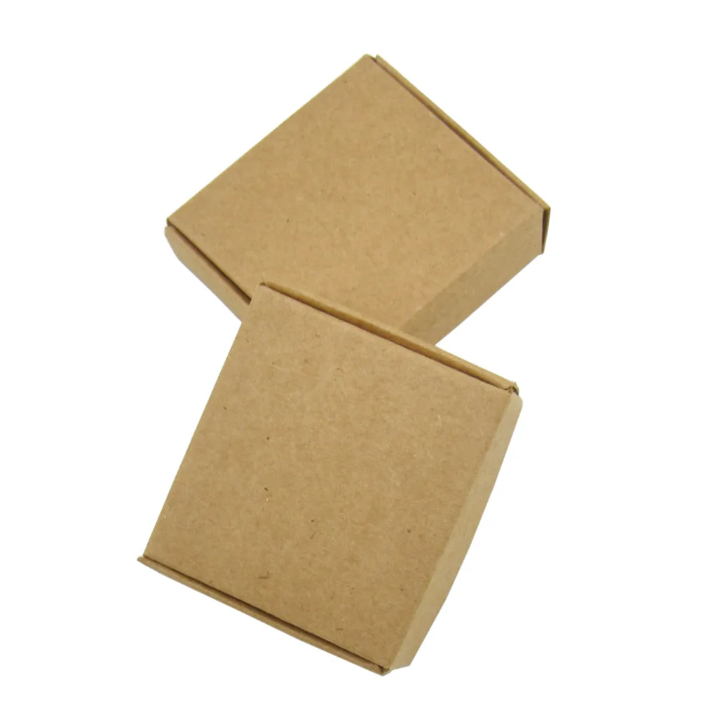 50 Pieces 5.5x5.5x1.5cm Vintage Brown Soft Cardboard Package Gift Box Square Wedding Party Card Tag Kraft Paper | Дом и сад