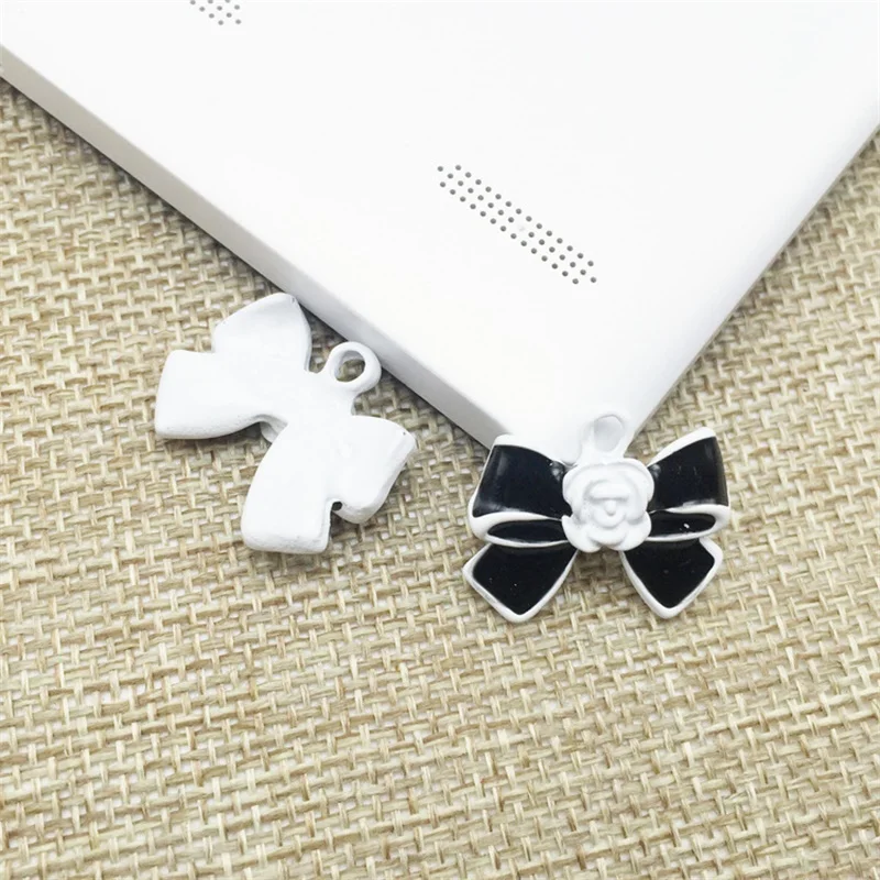 5pcs/lot High Quality Alloy Bowknot Charms Necklace Pendants DIY Jewelry Accessories bracelet Charm Flower Rose 18mm*21mm |