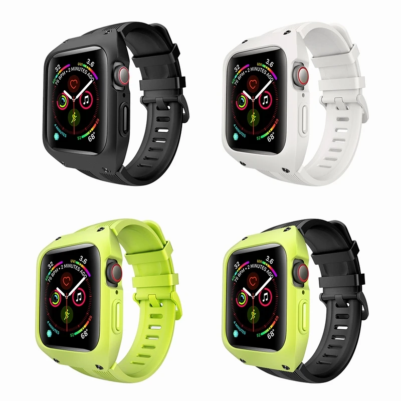 Спортивный силиконовый ремешок с защитным чехлом для Apple Watch серии 4 44 мм