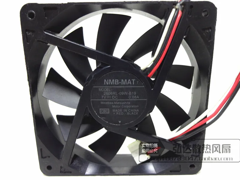 NMB MAT 2806RL 09W B19 CBC DC 7V 0.08A 3 жильный 70x70x15 мм Сервер вентилятор охлаждения|square fan|server