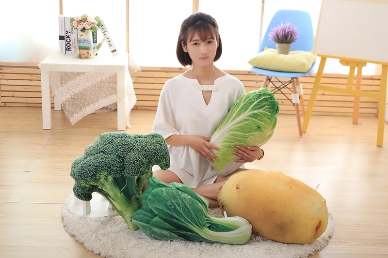 Мягкие плюшевые подушки в виде овощей еда игрушки брокколи маленькая зелень китайская капуста картофель реалистичные реквизит декор друг подарок